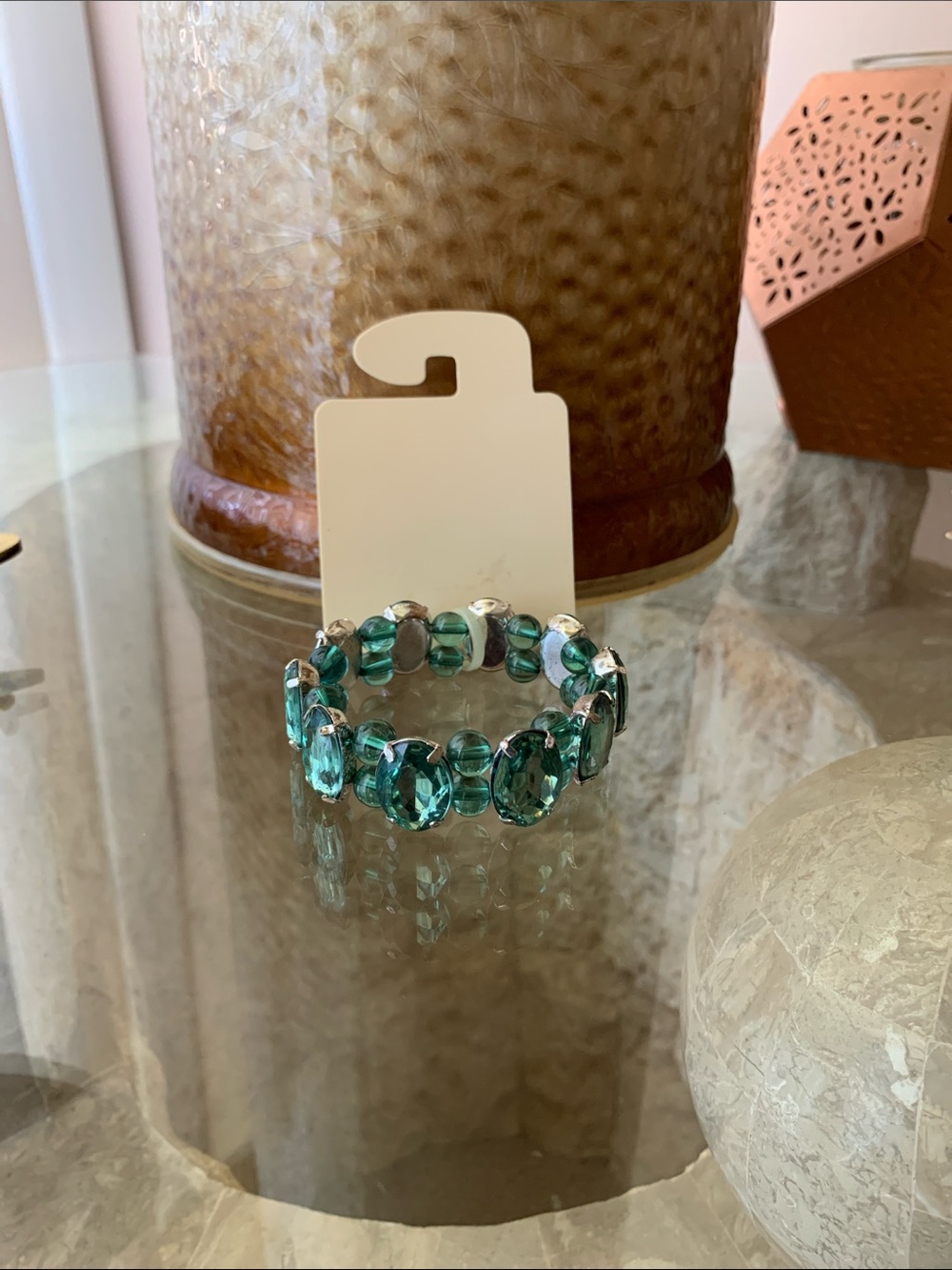 Green Crystal-like Stretch Bracelet